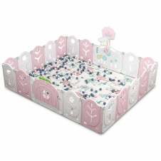Манеж BabyPlayPen "Магической лес" встроенное баскетбольное кольцо 205*246*62 см Розовый