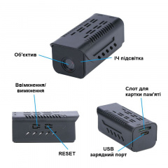Міні камера WIFI з підсвіткою та акумулятором Nectronix H9 850 мАг до 5 годин роботи (100898) Київ