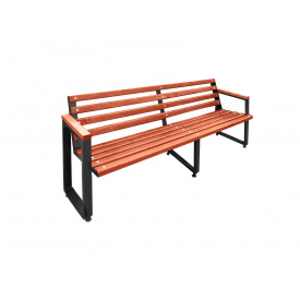 Лавка садова Tobi Sho Лофт посилена з дерев'яними накладками на підлокітниках 2,2 м колір Червоне дерево