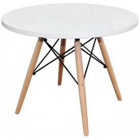Столик круглий Тауер-Вуд D-60 см білий на конусних ніжках журнальний дитячий
