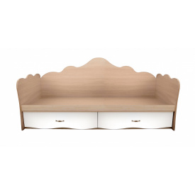 Ліжко Карамель МАКСІ МЕБЛІ (під матрац 1900 х 1000) Дуб молочний/Білий гладкий (11402)