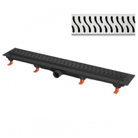 Душовий канал MCH CH-750HC з решіткою "Гармонія" з горизонтальним фланцем і нержавіючою кромкою, чорний