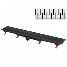 Душовий канал MCH CH-850MC з решіткою "Медіум" з горизонтальним фланцем і нержавіючою кромкою, чорний