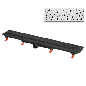 Душовий канал MCH CH-850DC з решіткою "Краплі" з горизонтальним фланцем і нержавіючою кромкою, чорний