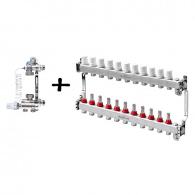Вузол теплої підлоги в зборі без насоса Termojet 1x3/4 на 11 виходів з витратомірами