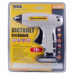 Пистолет клеевой MASTERTOOL Капля-Стоп аккумуляторный Ø7.2 мм DC3.7V 1300mAh Black and White (42-0401) Ахтырка