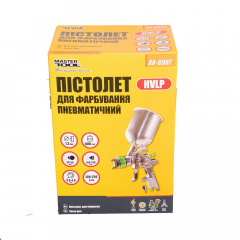 Краскопульт пневматический MASTERTOOL HVLP, GLAZE ВАЛБ 600 мл, Ø 1,3 мм, 150-220 л/мин, 3-4 бар (80-8907) Суми