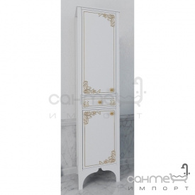 Пенал напольный левый Marsan Jacqueline белый, патина серебро