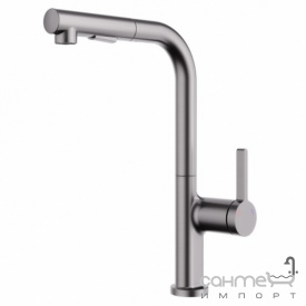 Смеситель для кухни с вытяжным изливом Аква Родос Rinimi 08 Gun Metal оружейная сталь