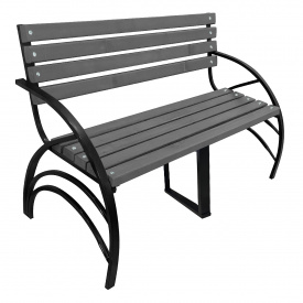 Лавка Tobi Sho Ельф з підлокітниками для дачі, парку, саду підсилена 2,2 м колір сірий