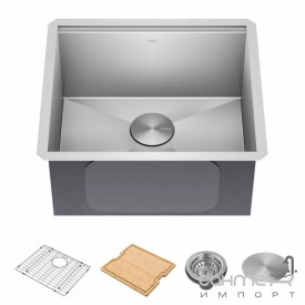 Прямоугольная кухонная мойка под столешницу, из нержавеющей стали Kraus Kore KWU111-21 сатин