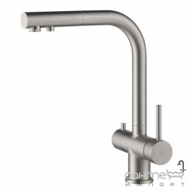 Смеситель для кухни с вытяжным изливом и изливом для фильтрованной воды Blue Water Apala Kolor Stali сталь
