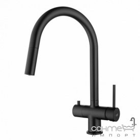 Смеситель для кухни с вытяжным изливом и изливом для фильтрованной воды Blue Water Cyrus Czarny Mat матовый черный
