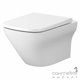 Безободковый подвесной унитаз с сидением slim soft-close дюропласт Cersanit Larga SZCZ1002616324 EuroWhite белый