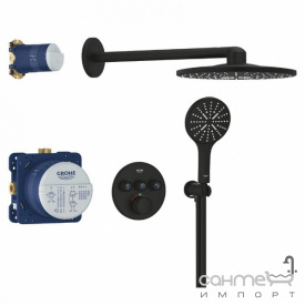 Душевая система скрытого монтажа с термостатом Grohe Grohtherm SmartControl Rainshower SmartActive 310 34863KF0 матовая черная