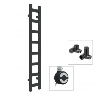 Полотенцесушитель комбинированный Terma Easy 1600x200 Black mat,тен MOA+вентиль Integra