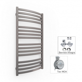 Полотенцесушитель комбинированный Terma D01 710x500 Metallic Grey, тен MOA + вентиль Integra