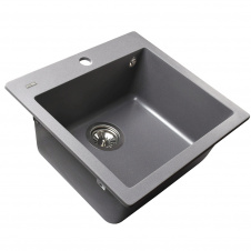 Гранітна мийка Globus Lux AOSTA 490x455-А0003, сiрий металiк