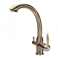 Змішувач для кухні під осмос Globus Lux Lazer GLLR-0777-9-BRONZE бронза Ладан
