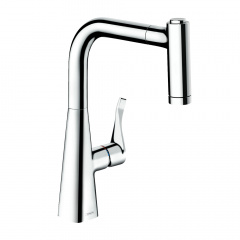 Змішувач для кухні Hansgrohe Metris M71 220, з висувним душем, хром (73823000) Стрий