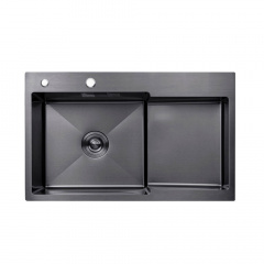 Кухонна мийка Kroner KRP Schwarze - 7848LHM PVD Золотоноша