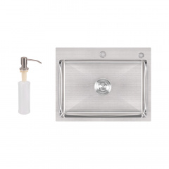 Мийка для кухні інтегрована Lidz Handmade H5845 (LDH5845BRU35384) Brushed Steel 3,0/0,8 мм Бровари