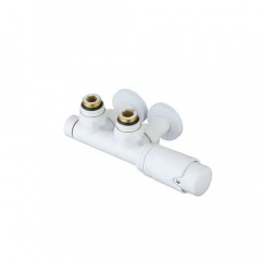 Термостатический комплект ARTTIDESIGN для нижнего подключения 1/2" 50 мм "БИНОКЛЬ" белый матовый Вишгород