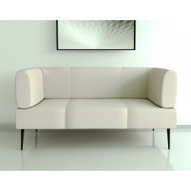 Диван офісний Tobi Sho Бенно-1 з підлокітниками та конусною ногою 1500х720х750 шкірзам Білий 2300