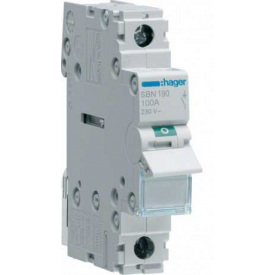 Вимикач навантаження Hager SBN180 1P 80А/230В 1м