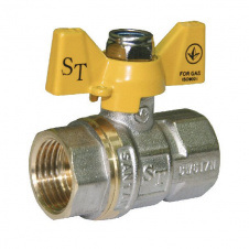 Кран шаровый для газа Santan Professional 602, 1/2" внутренний - внутренний, желтая бабочка
