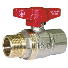 Кран шаровый для воды Santan PREMIUM 607, 1/2", наружный-внутренний, красная бабочка Славянск