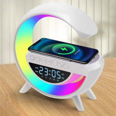 Настільна смарт лампа-нічник Light-Wireless Happy Light з колонкою бездротовою зарядкою та годинником (BT-3401) Володарськ-Волинський