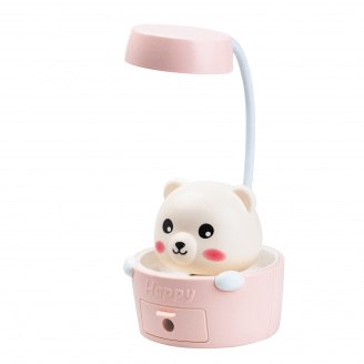 Дитяча настільна лампа Happy Life Cute Pets з точилкою для олівців рожевий (HP12268P)