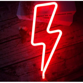Настінний неоновий світильник нічник Angel Блискавка червоний