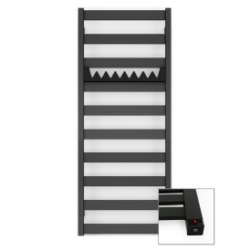 Рушникосушка електрична Terma Vivo ONE 1150x500 Black mat (9005 mat) з теном зліва