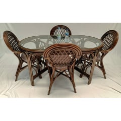 Обеденная группа Буковына овальный стол с 4 плетеными креслами Королёво