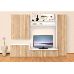 Стінка Серхіо New (плюс) МАКСІ МЕБЛІ Білий гладкий/Дуб сонома (5102101) Кропива