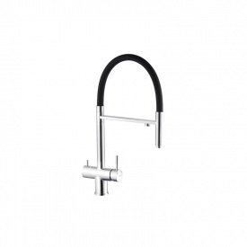 Змішувач для кухні з підключенням до фільтра Kroner KRP Edelstahl Klassisch-ESG03815BLK сталь/чорний