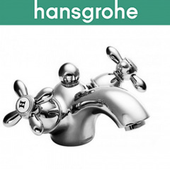 Смеситель для умывальника с двумя ручками Hansgrohe (art 17032000) Carlton с донным клапаном Запоріжжя