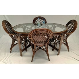 Обеденная группа Буковына овальный стол с 4 плетеными креслами