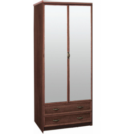 Шафа плательна серії Барбара 0,9 м. (дзеркальна, 2 ящики) МДФ накладки декор МАКСІ МЕБЛІ Венге магія (12510)