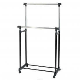 Подвійна регульована вішалка стійка для одягу телескопічна підлогова Double-Pole B Black (1756375354)