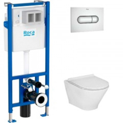 Інсталяція Roca Duplo Nova WC з кнопкою chrome, унітазом Legacy Rimless та кришкою Киев