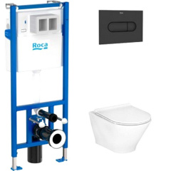 Інсталяція Roca Duplo Nova WC з чорною кнопкою, унітазом Legacy Rimless та кришкою Днепр