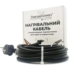 Двожильний кабель ThermoGreen TGSD-4 м 12 Вт з термостатом та вилкою для обігріву труб Краматорськ