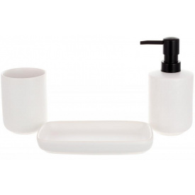 Набор керамических аксессуаров для ванной комнаты White and black 3 предмета ceramic DP219258 BonaDi
