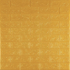 3D панель самоклеюча цегла Золота 700x770x3мм (011-3) Sticker Wall SW-00000676