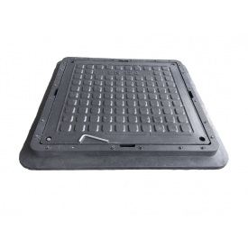 Люк каналізаційний квадратний 740*740 мм садовий з замком чорний Воюс