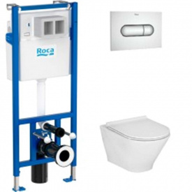 Інсталяція Roca Duplo Nova WC з кнопкою chrome, унітазом Legacy Rimless та кришкою