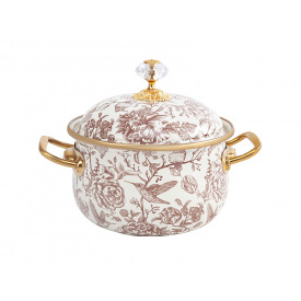 Кастрюля эмалированая "BIRD" Elmani с крышкой, 1,5л, 14см